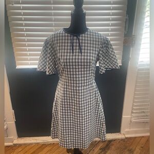 Vintage Short Sleeve Dress, Blue and White Gingham, Size M